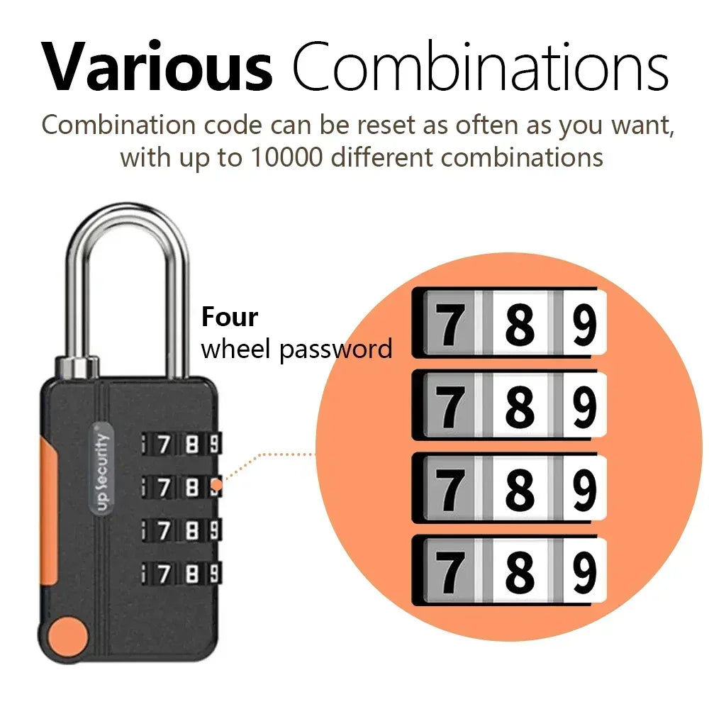 Black and orange combination lock with digital display showing '789' on a white background.