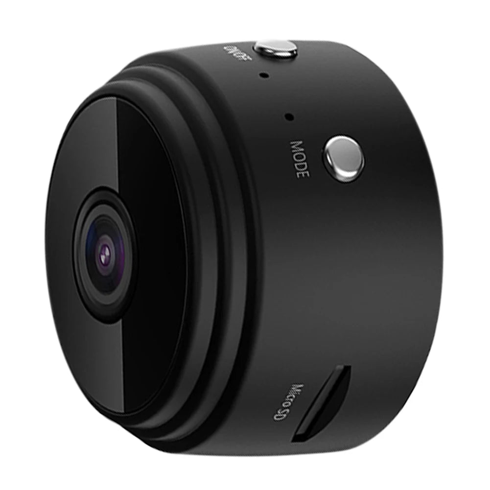 Black camera with mode button on a white background