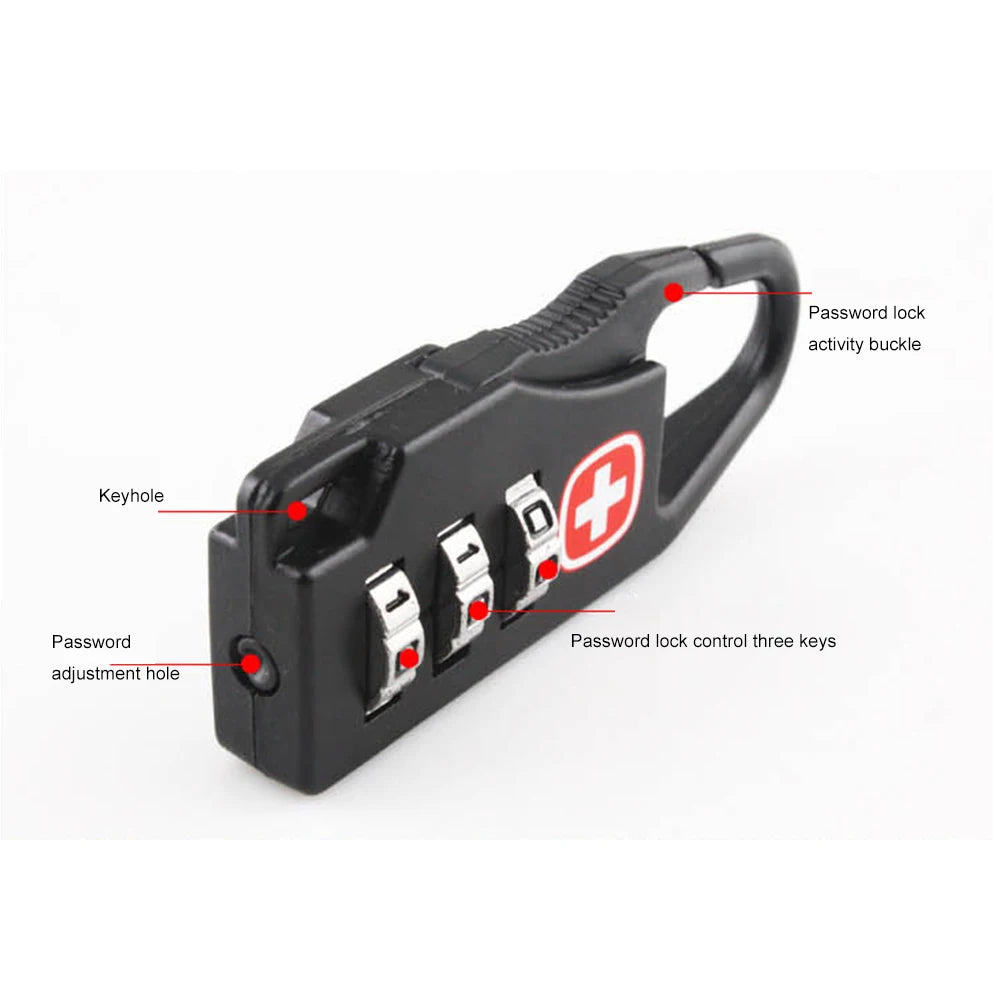 Black password lock with Swiss cross design on a white background