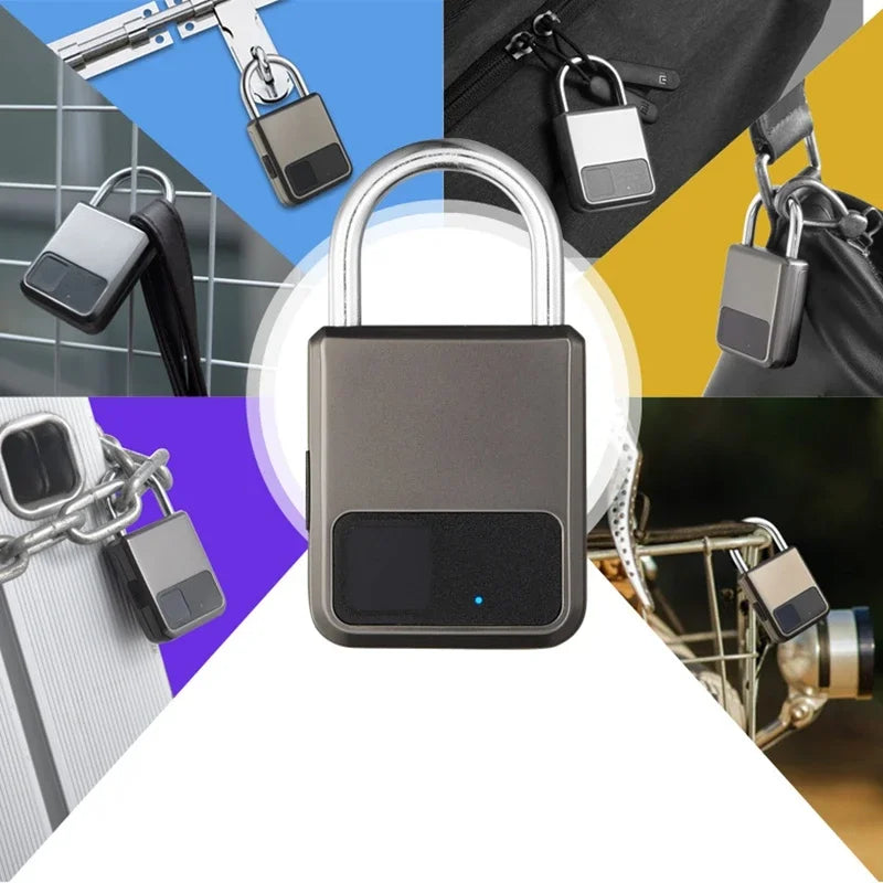 Collage of a digital lock on various backgrounds