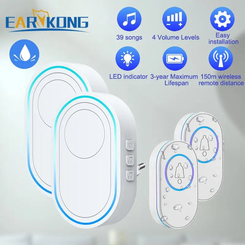 Earvkong doorbell system with features listed on a white background