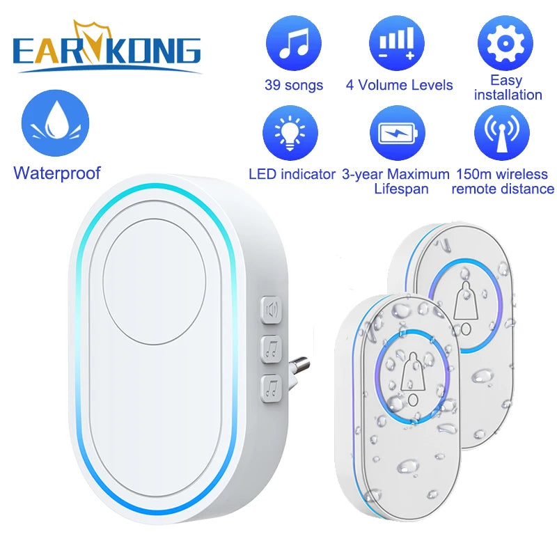Earvkong doorbell system with features listed on a white background