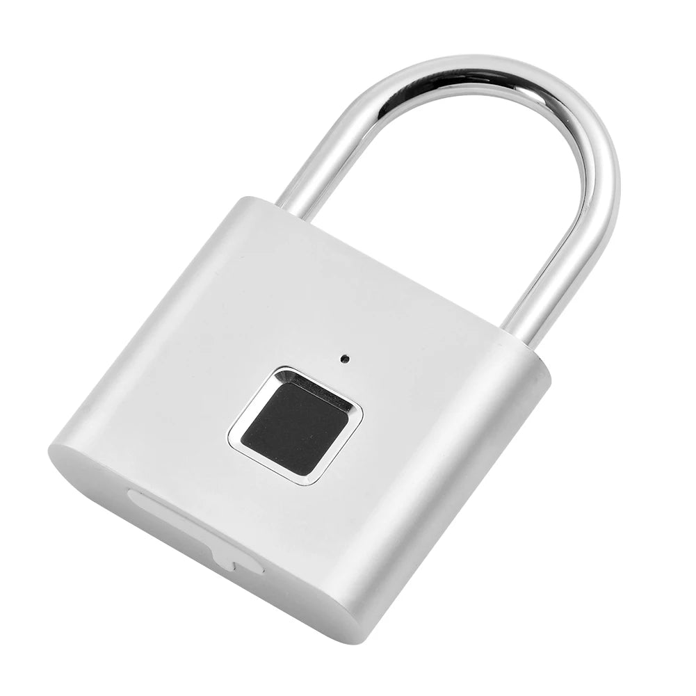 Fingerprint padlock on a white background
