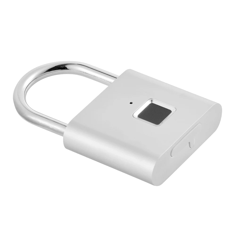 Fingerprint padlock on a white background
