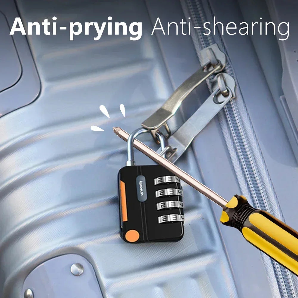 Lock with anti-prying and anti-shearing features on a suitcase
