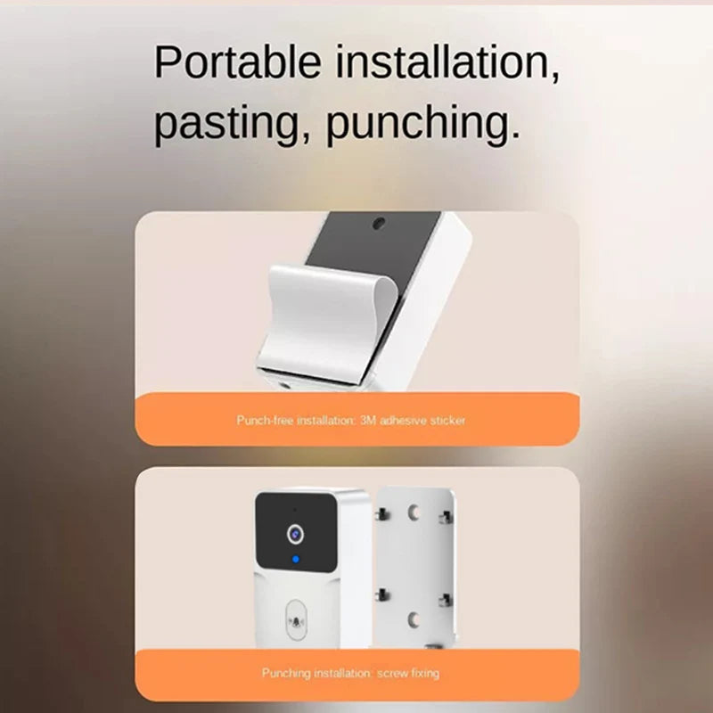 Product with text 'Portable installation, pasting, punching' on a gradient background