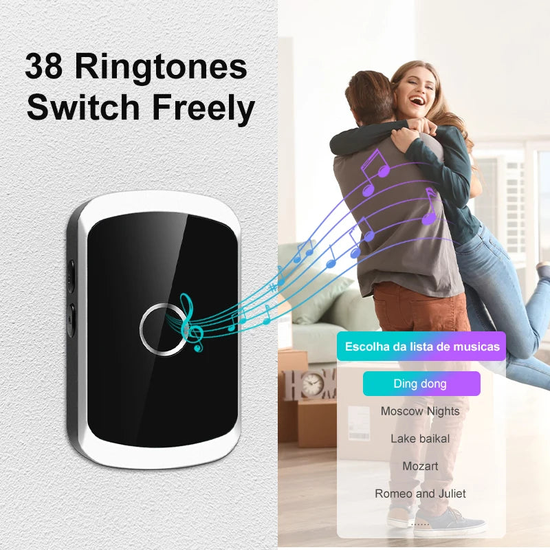 Ringtones switch device with music notes and a couple hugging in the background