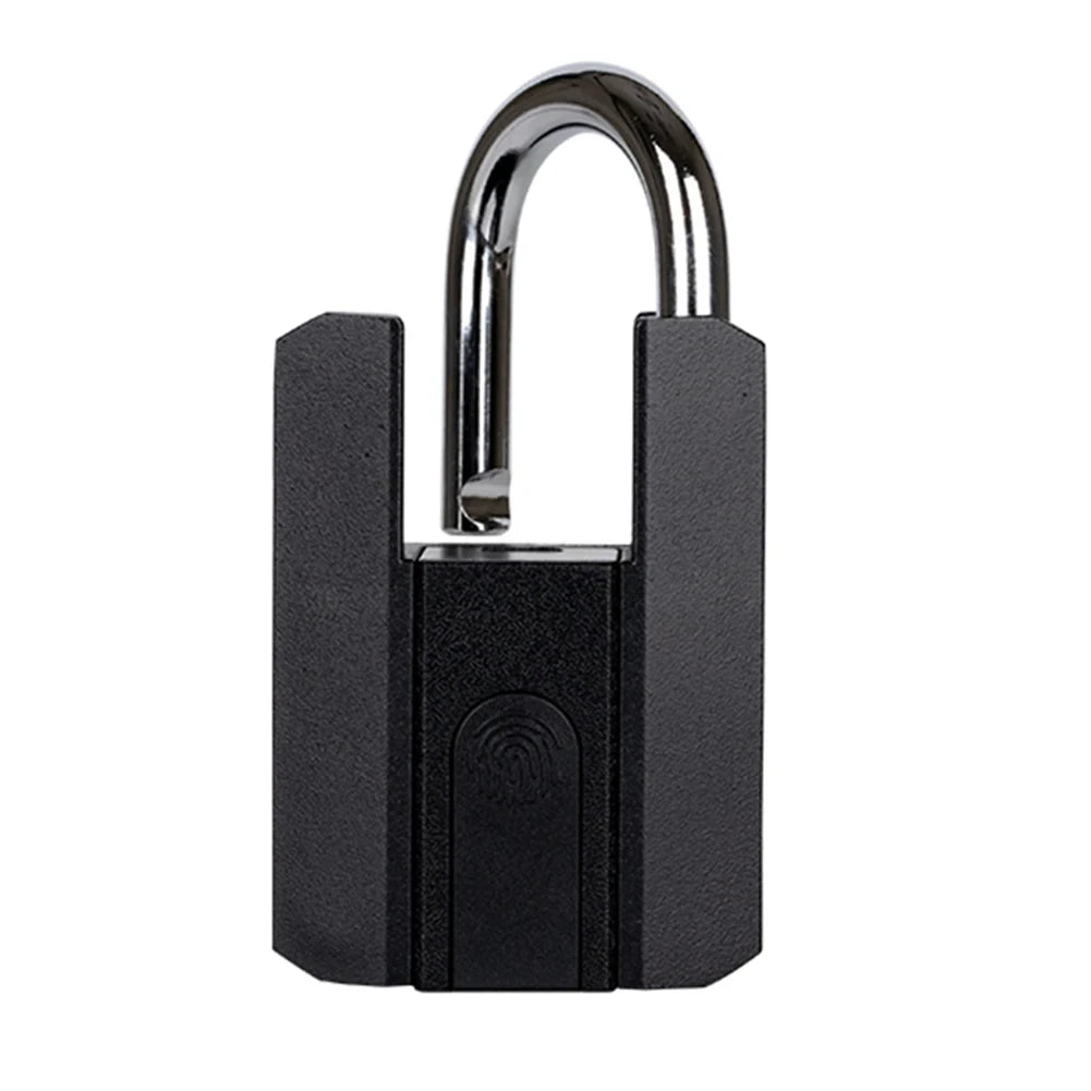 Black padlock with a silver shackle on a white background