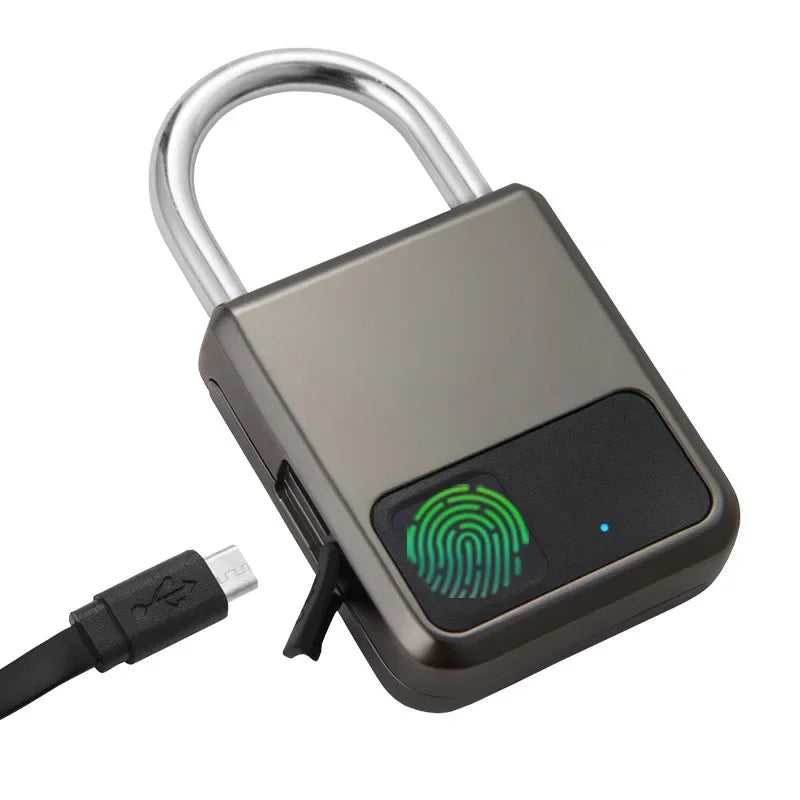 Smart Bluetooth padlock being unlocked with a fingerprint scan