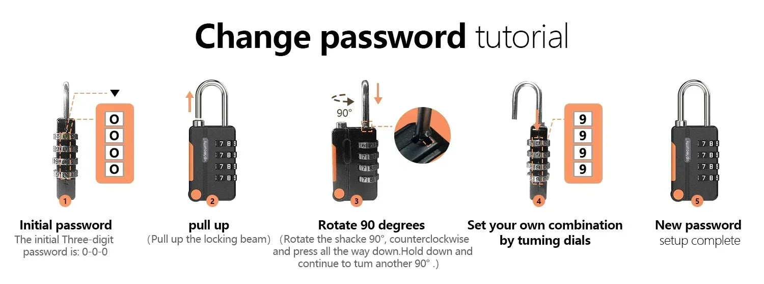 Step-by-step guide on changing a password with lock mechanisms.