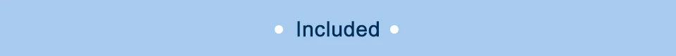Text 'Included' on a blue background