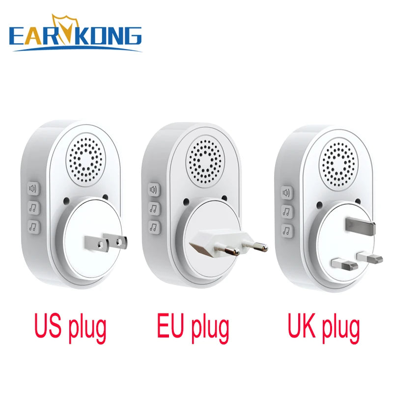 Three white wall sockets with different plugs on a white background, featuring the Earykong brand.