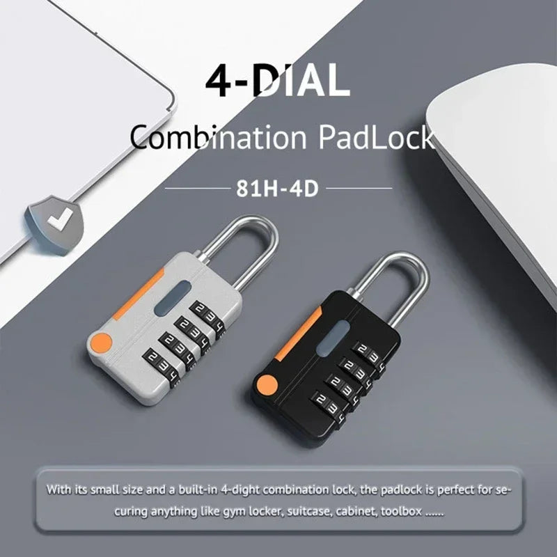 Two combination padlocks on a gray background with text indicating model number 81H-4D.