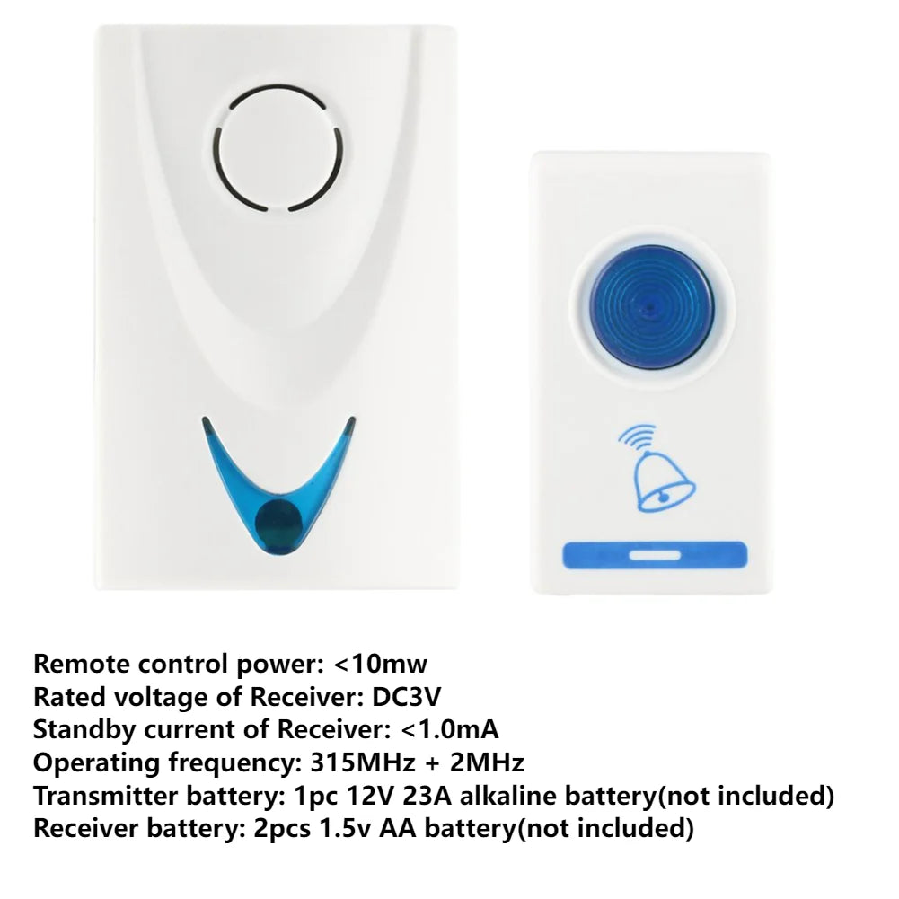Two white electronic devices with blue accents on a white background, featuring text about their specifications.