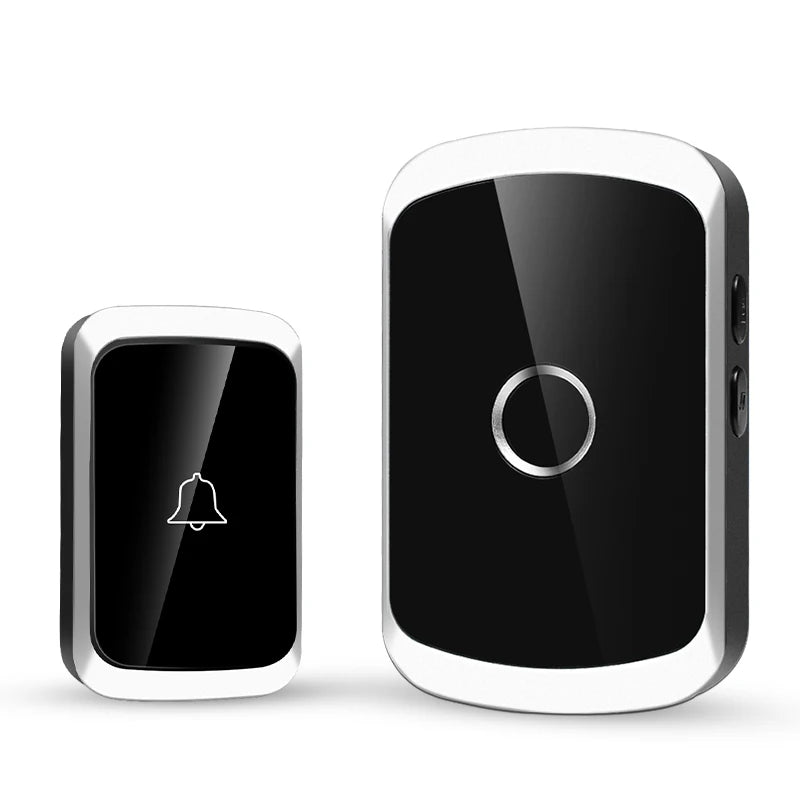 Two wireless doorbell components on a white background