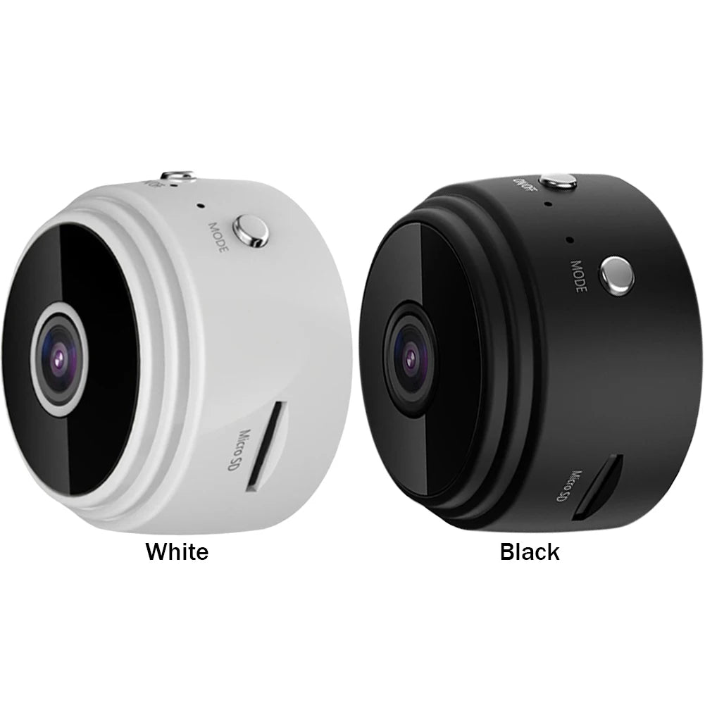 White and black camera devices on a white background