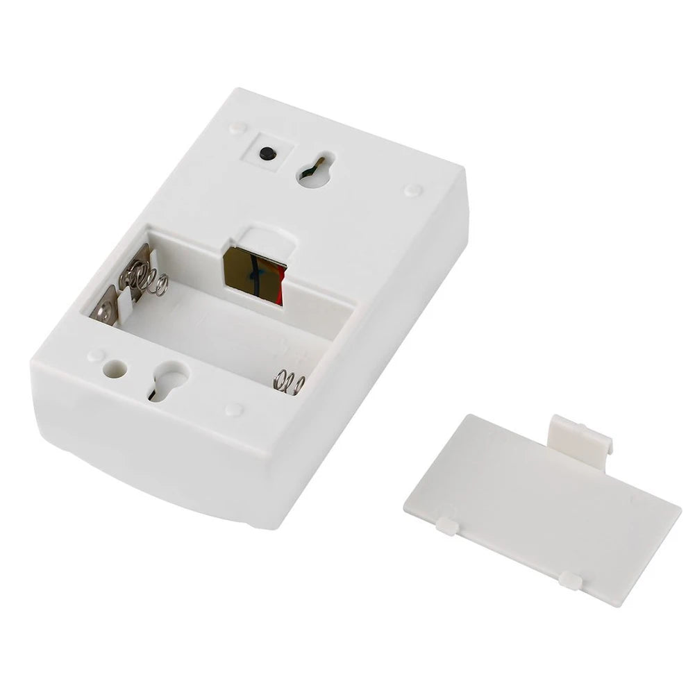White electrical outlet with cover removed on a white background