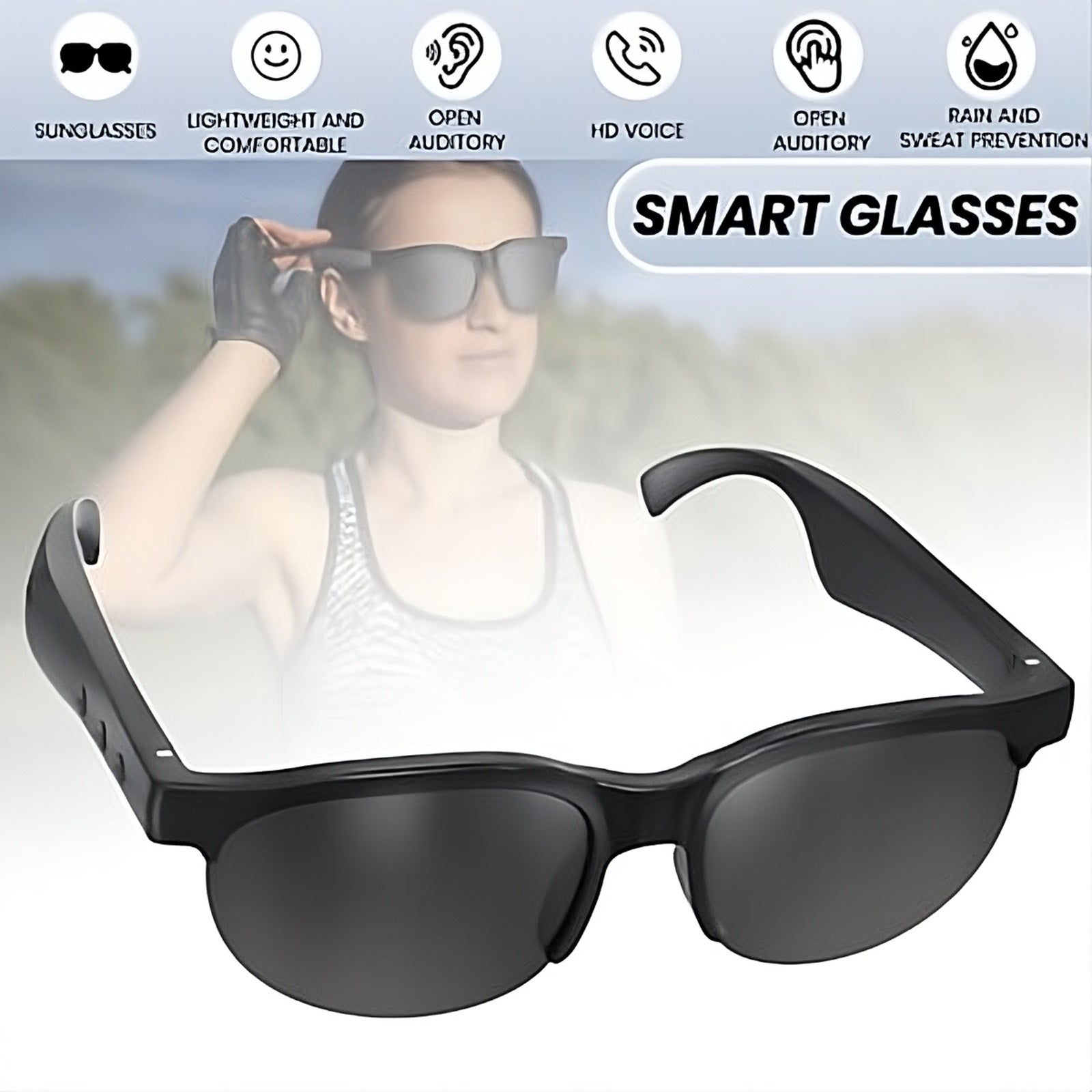 Smart Bluetooth Glasses – AI Translation, Hands-Free Calls & Audio